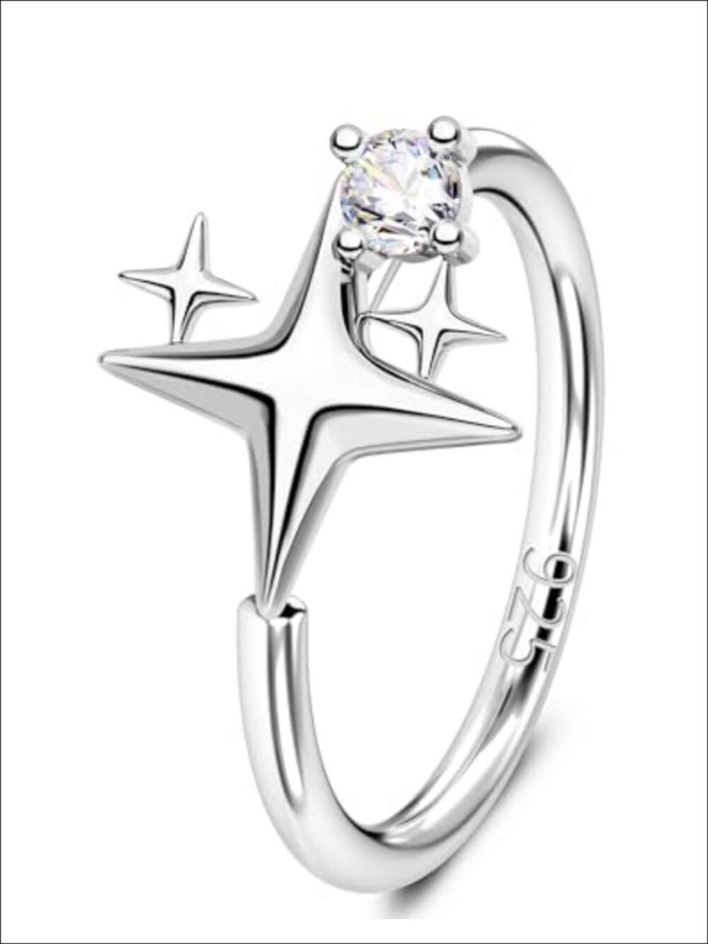 925 Sterling Silver Star Nose Ring Hoop 20G CZ Twist Piercing Jewelry